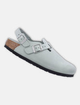 Birkenstock Tokio Nubuk in Pure Sage Leather Clog - | Spazio Pritelli