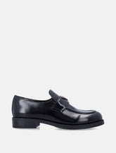 Prada brushed leather loafers with logo - | Spazio Pritelli