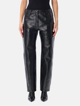 Leather straight-leg leather pants - | Spazio Pritelli