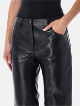 Leather straight-leg leather pants - | Spazio Pritelli