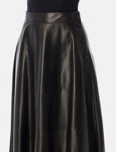 Ralph Lauren Vickie leather midi skirt - | Spazio Pritelli