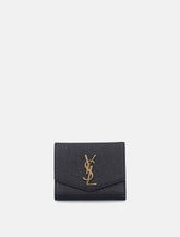 Saint Laurent Uptown compact wallet in grain de poudre leather - | Spazio Pritelli