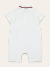 Moncler baby cotton piqué romper with tricolour trim - | Spazio Pritelli