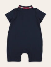 Moncler baby cotton piqué romper with tricolour trim - | Spazio Pritelli