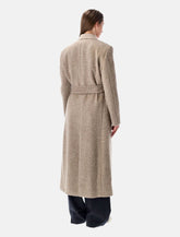 Cappotto lungo doppiopetto in misto lana greige - | Spazio Pritelli