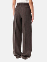 Pantaloni ampi in lana gessata marrone - | Spazio Pritelli