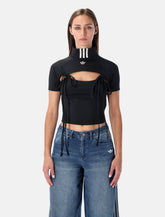 Crop top nero con cut out e fiocchi di Adidas - | Spazio Pritelli