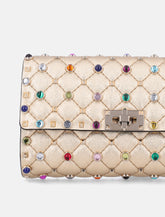 Valentino Garavani Rockstud Spike Multicolor Studded Shoulder Bag in Metallic Nappa - | Spazio Pritelli