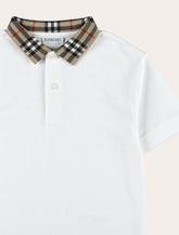 Kid - Burberry Cotton Polo with Check Collar - | Spazio Pritelli