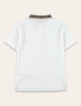 Burberry white cotton polo with Check collar for kids - | Spazio Pritelli