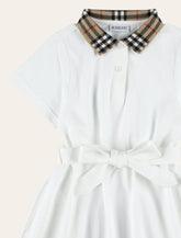 Burberry white cotton polo dress with collar Check for girls - | Spazio Pritelli