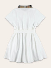 Burberry white cotton polo dress with collar Check for girls - | Spazio Pritelli