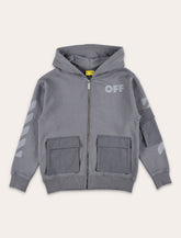 Off-White Kids grey zip hoodie with pockets - | Spazio Pritelli