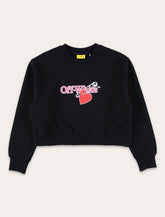 Off-White Kids black cropped cotton sweatshirt with heart print - | Spazio Pritelli