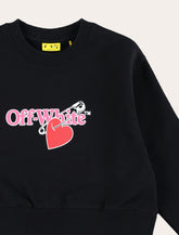 Off-White Kids black cropped cotton sweatshirt with heart print - | Spazio Pritelli
