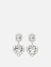 Crystal Pearl Tiered Heart Earrings - | Spazio Pritelli