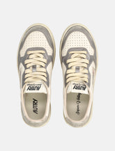 Autry Medalist Low Super Vintage Woman's Sneakers in White, Old Silver, and Platinum - | Spazio Pritelli