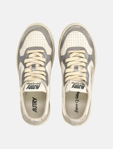 Autry Medalist Low Super Vintage Woman's Sneakers in White, Old Silver, and Platinum - | Spazio Pritelli