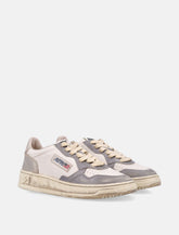Autry Medalist Low Super Vintage Woman's Sneakers in White, Old Silver, and Platinum - | Spazio Pritelli