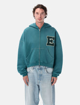 ERL Letterman zipped hoodie in green - | Spazio Pritelli