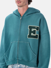ERL Letterman zipped hoodie in green - | Spazio Pritelli