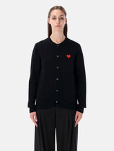 Comme des Garçons Play wool cardigan with red crystal heart - | Spazio Pritelli