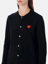 Comme des Garçons Play wool cardigan with red crystal heart - | Spazio Pritelli