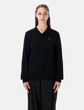 Comme des Garçons Play wool V-neck sweater with black heart and crystals - | Spazio Pritelli
