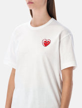 T-shirt bianca con cuore e cristalli di Comme des Garçons Play - | Spazio Pritelli