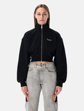 Off-White black crop zip fleece with Arrow Glass print - | Spazio Pritelli