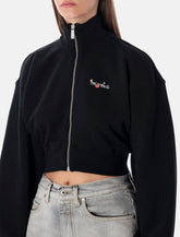 Off-White black crop zip fleece with Arrow Glass print - | Spazio Pritelli