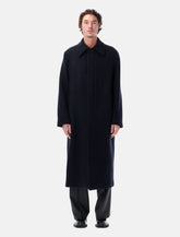 Sunflower Italian Wool Long Coat in navy - | Spazio Pritelli