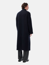 Sunflower Italian Wool Long Coat in navy - | Spazio Pritelli