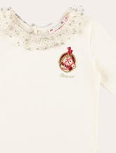 T-shirt in cotone avorio con colletto in tulle Bonpoint -  | Spazio Pritelli