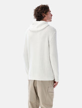 C.P. Company white ribbed knit hooded cardigan - | Spazio Pritelli
