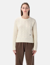 Sporty & Rich cropped cable-knit cashmere sweater ecru - | Spazio Pritelli