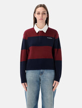 Sporty & Rich merlot and navy cashmere Rugby polo - | Spazio Pritelli