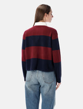 Sporty & Rich merlot and navy cashmere Rugby polo - | Spazio Pritelli