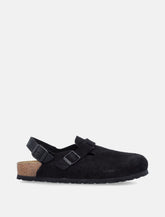 Birkenstock Tokio black nubuck leather mules with strap - | Spazio Pritelli