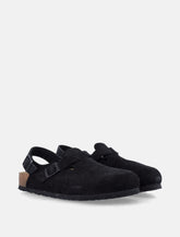 Birkenstock Tokio black nubuck leather mules with strap - | Spazio Pritelli