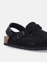 Birkenstock Tokio black nubuck leather mules with strap - | Spazio Pritelli