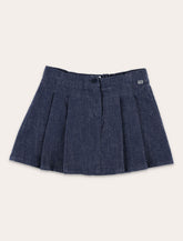 Il Gufo pleated blue denim skirt - | Spazio Pritelli