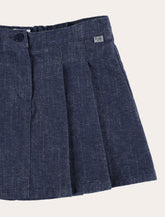 Il Gufo pleated blue denim skirt - | Spazio Pritelli