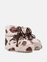 Moon Boot Icon Low Curly Brown Cow Print - | Spazio Pritelli