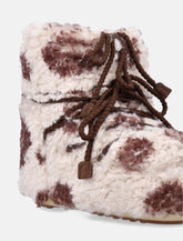 Moon Boot Icon Low Curly Brown Cow Print - | Spazio Pritelli