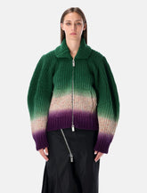 Cardigan bomber in lana lavorata a maglia multicolor di Sacai - | Spazio Pritelli