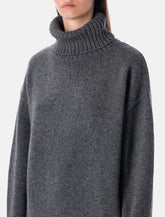 Rhea Heavy Grey Wool Turtleneck Sweater - | Spazio Pritelli