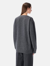 Rhea Mid Grey Wool Cashmere V-Neck Sweater - | Spazio Pritelli