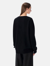 Rhea Black Wool Cashmere V-Neck Sweater - | Spazio Pritelli