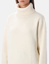 Rhea Heavy Off White Wool Turtleneck Sweater - | Spazio Pritelli